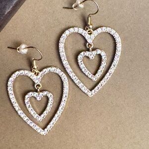 Gold Heart Drop Earrings
